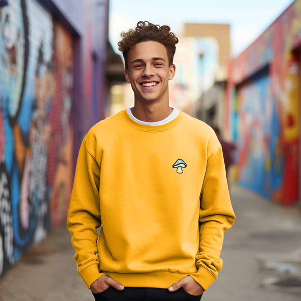 Dalix Dalix Mushroom Midweight Fleece Crewneck Sweatshirt (Glow In The Dark)
