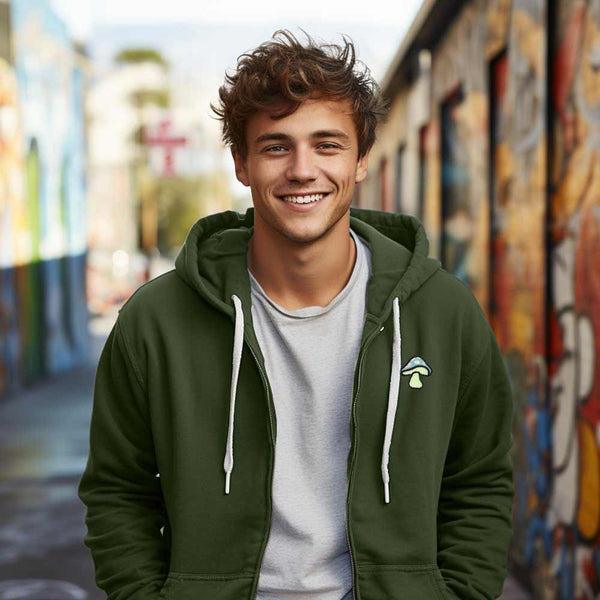 Dalix Dalix Mushroom Midweight Fleece Zip Hoodie (Glow In The Dark)