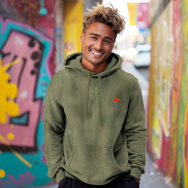 Dalix Dalix Pixel Heart Midweight Fleece Mineral Wash Hoodie