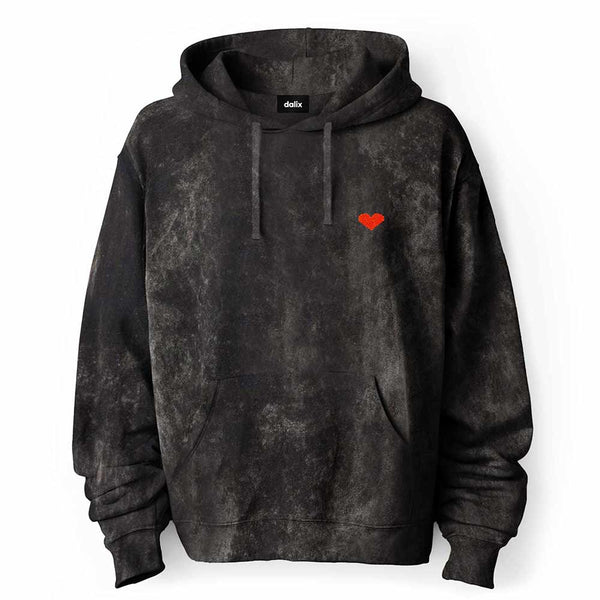 dalix Dalix Pixel Heart Midweight Fleece Mineral Wash Hoodie