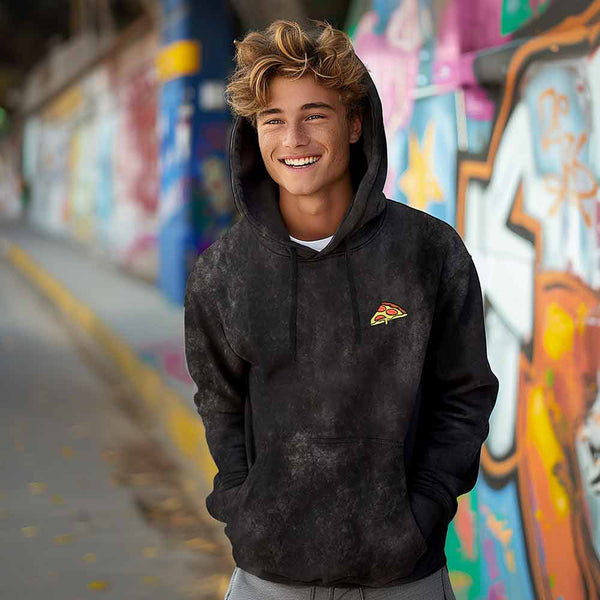Dalix Dalix Pizza Midweight Fleece Mineral Wash Hoodie