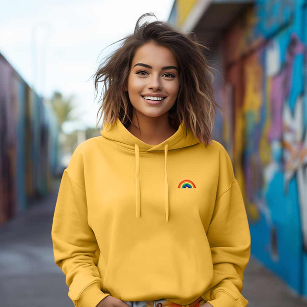 Dalix Dalix Rainbow Midweight Fleece Cropped Hoodie