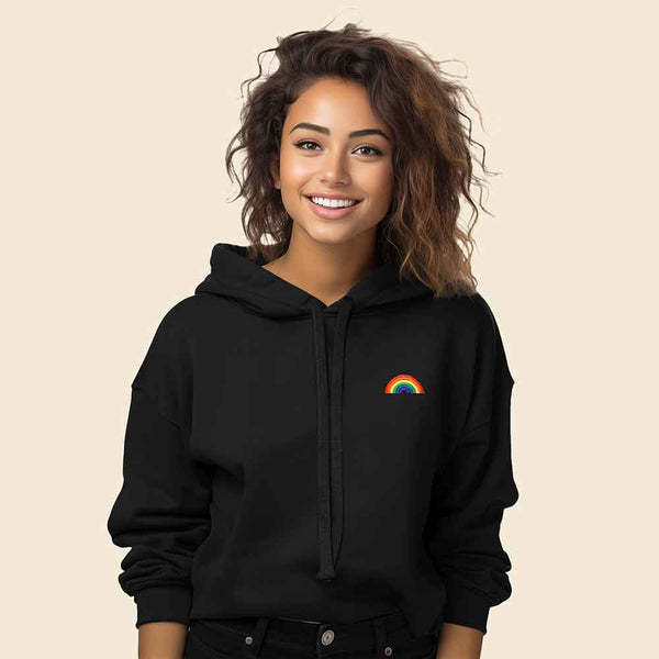 Dalix Dalix Rainbow Midweight Fleece Cropped Hoodie