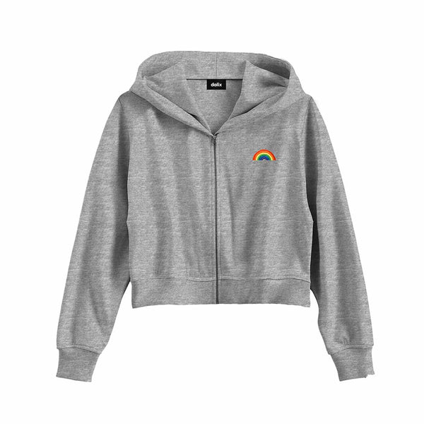 dalix Dalix Rainbow Midweight Fleece Cropped Zip Hoodie