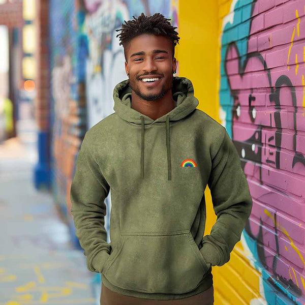 Dalix Dalix Rainbow Midweight Fleece Mineral Wash Hoodie