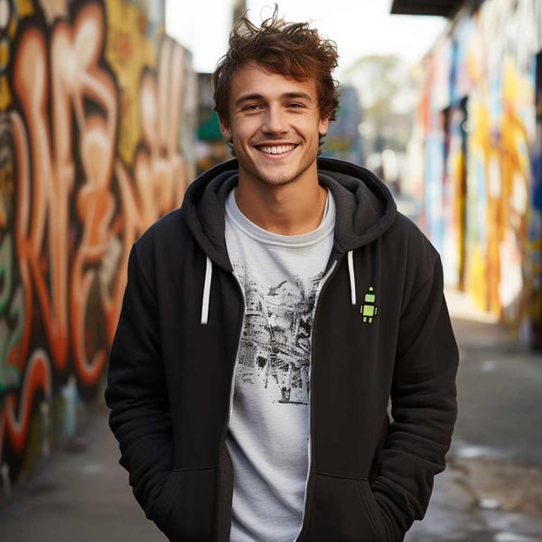 Dalix Dalix Robot Midweight Fleece Zip Hoodie (Glow In The Dark)