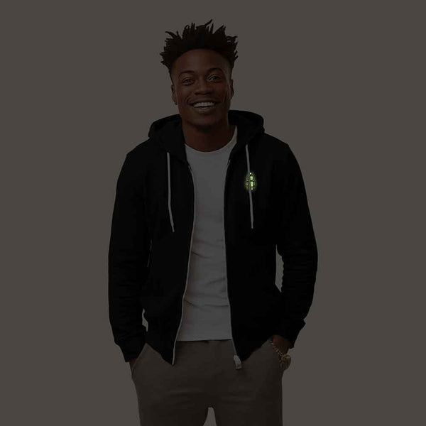 Dalix Dalix Robot Midweight Fleece Zip Hoodie (Glow In The Dark)