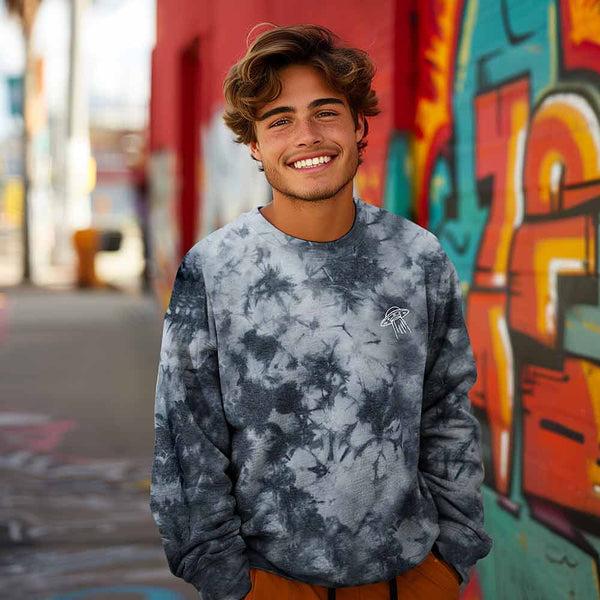 Dalix Dalix UFO Midweight Fleece Tie Dye Crewneck Sweatshirt