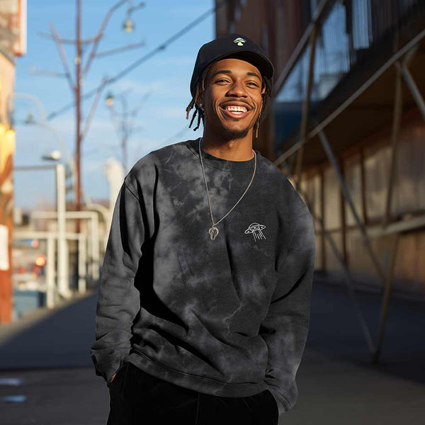 Dalix Dalix UFO Midweight Fleece Tie Dye Crewneck Sweatshirt