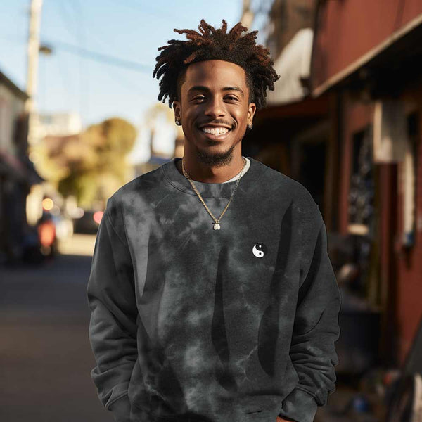 Dalix Dalix YinYang Midweight Fleece Tie Dye Crewneck Sweatshirt