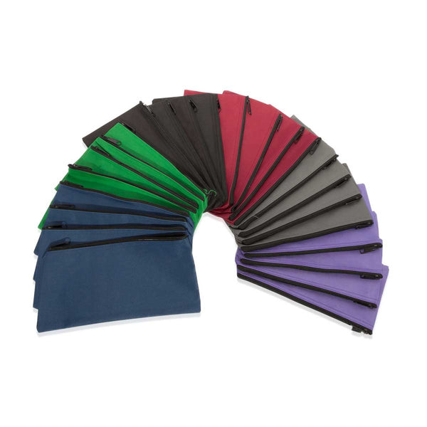 dalix DALIX Zippered Money Pouch Bank Bag Pencil Marker Bags Assorted Colors 24 Pack