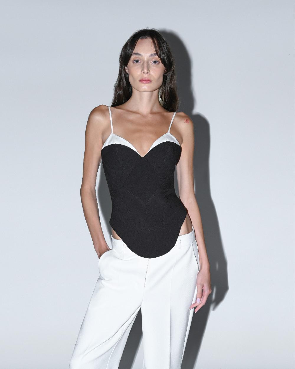 dalood Black and White Top