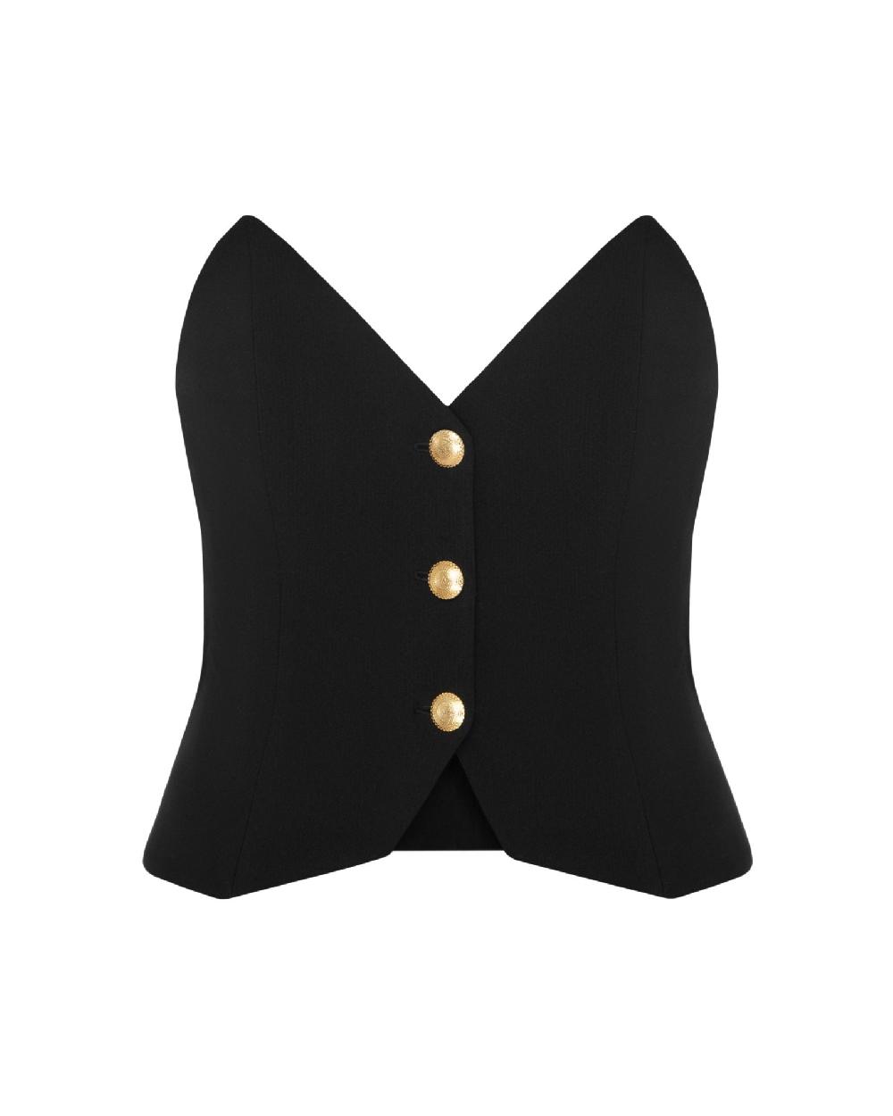 dalood Black Corset W/Golden Buttons