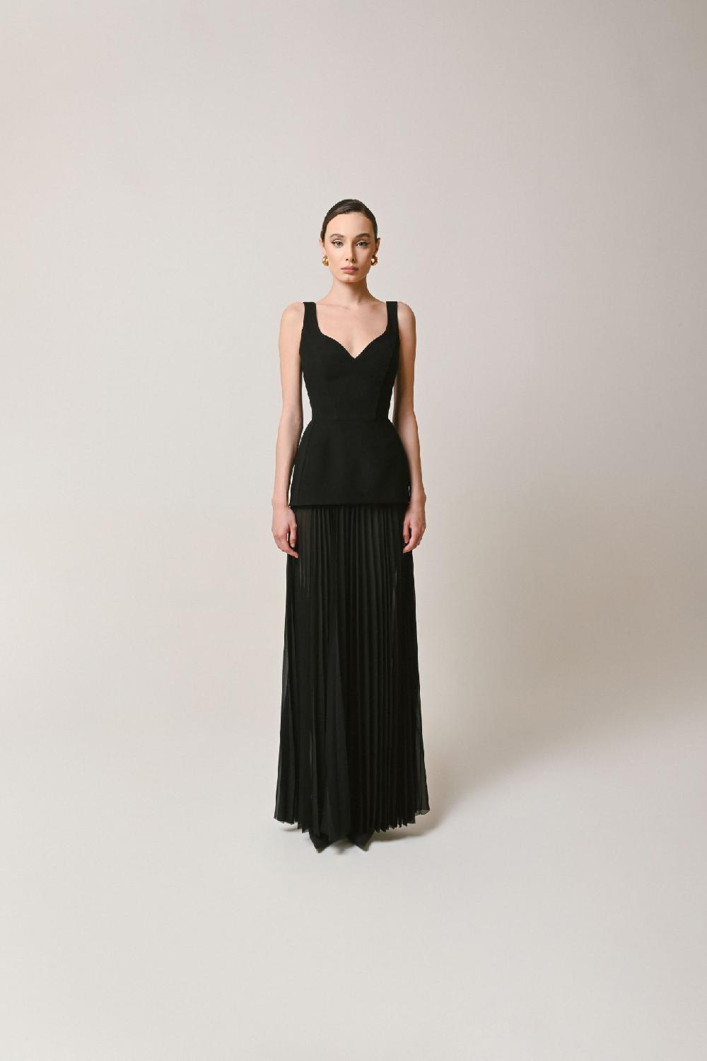 Dalood Black Dress W/Pleats