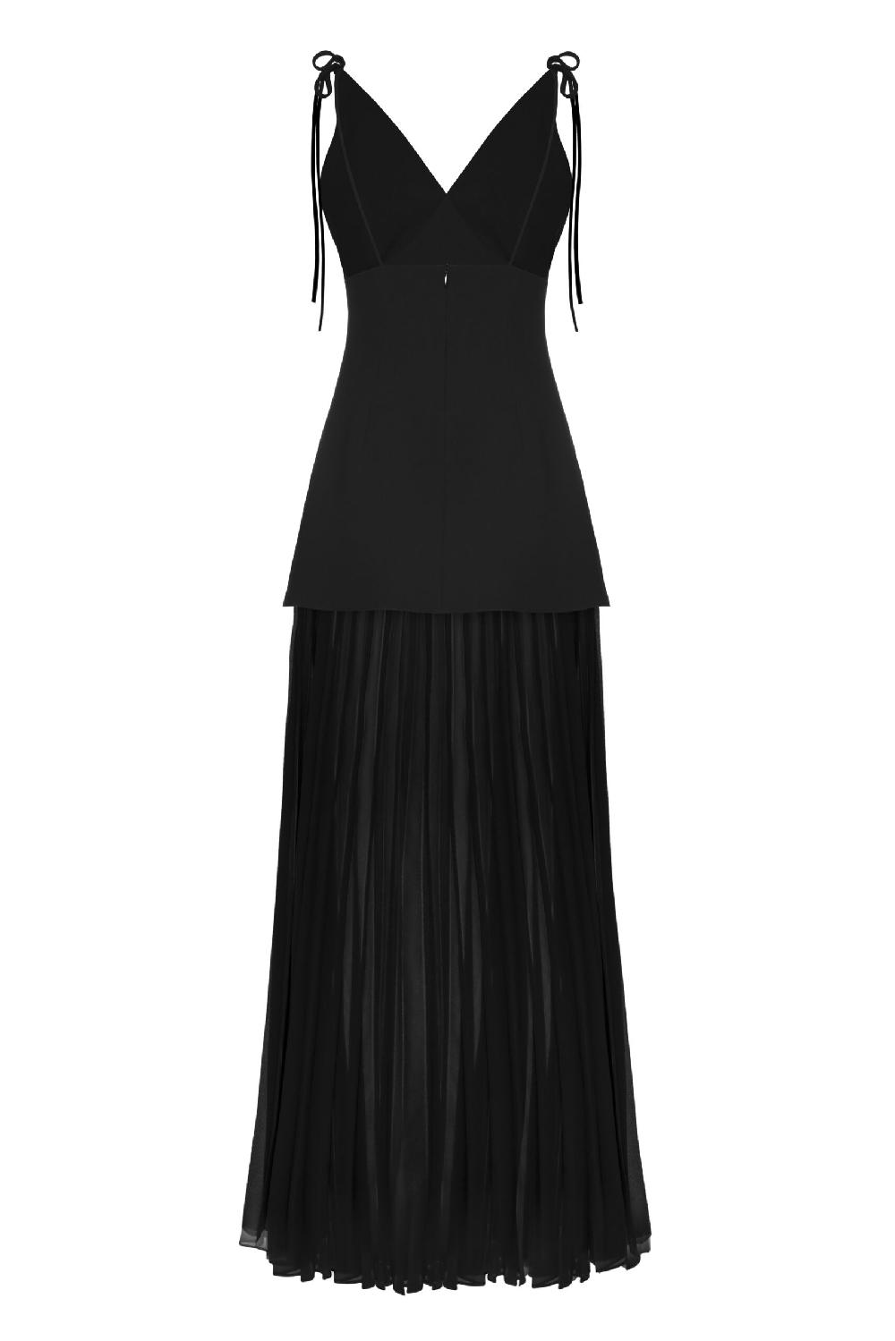 Dalood Black Maxi Dress With Pleats