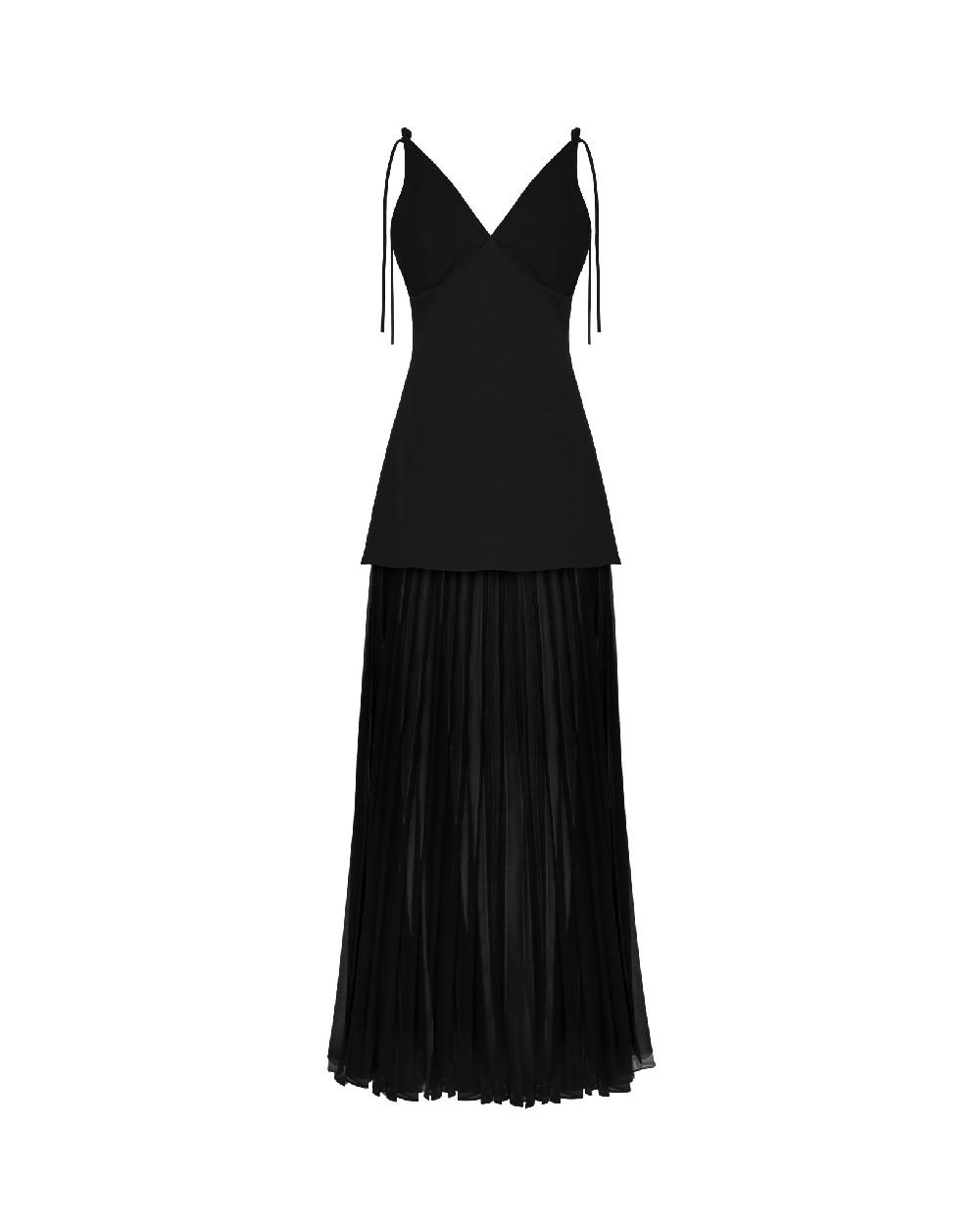 dalood Black Maxi Dress with Pleats