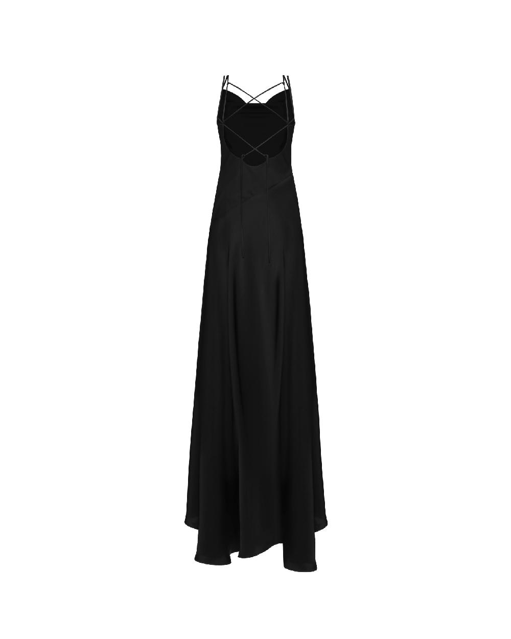 Dalood Black Satin Maxi Dress