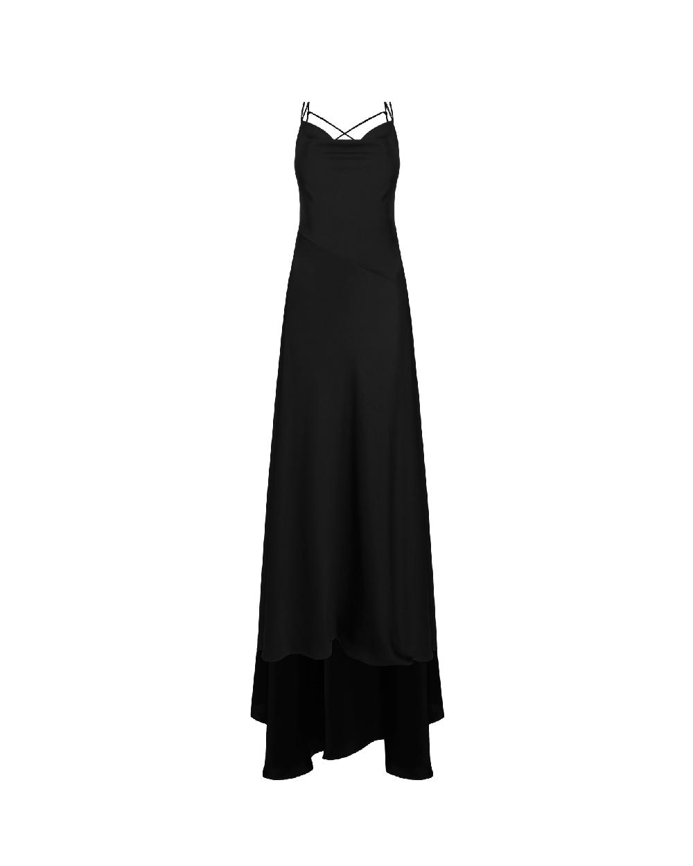 dalood Black Satin Maxi Dress