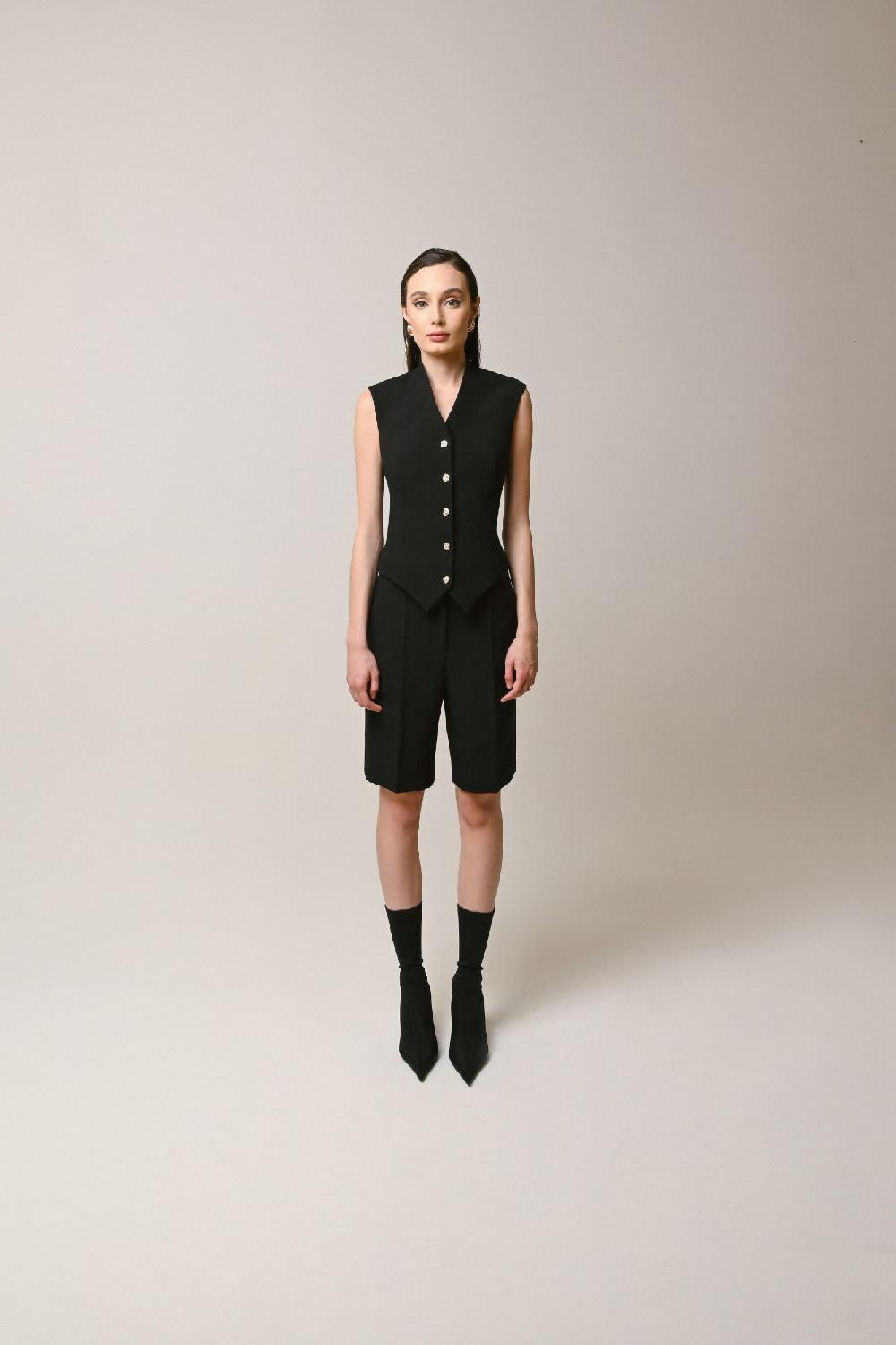 Dalood Black Vest W/Golden Buttons