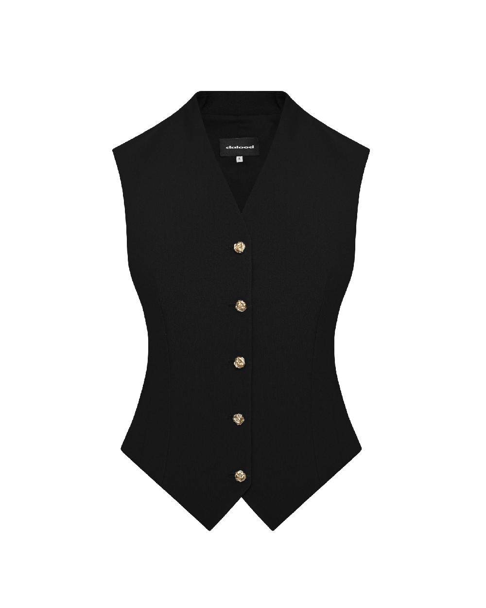 dalood Black Vest W/Golden Buttons