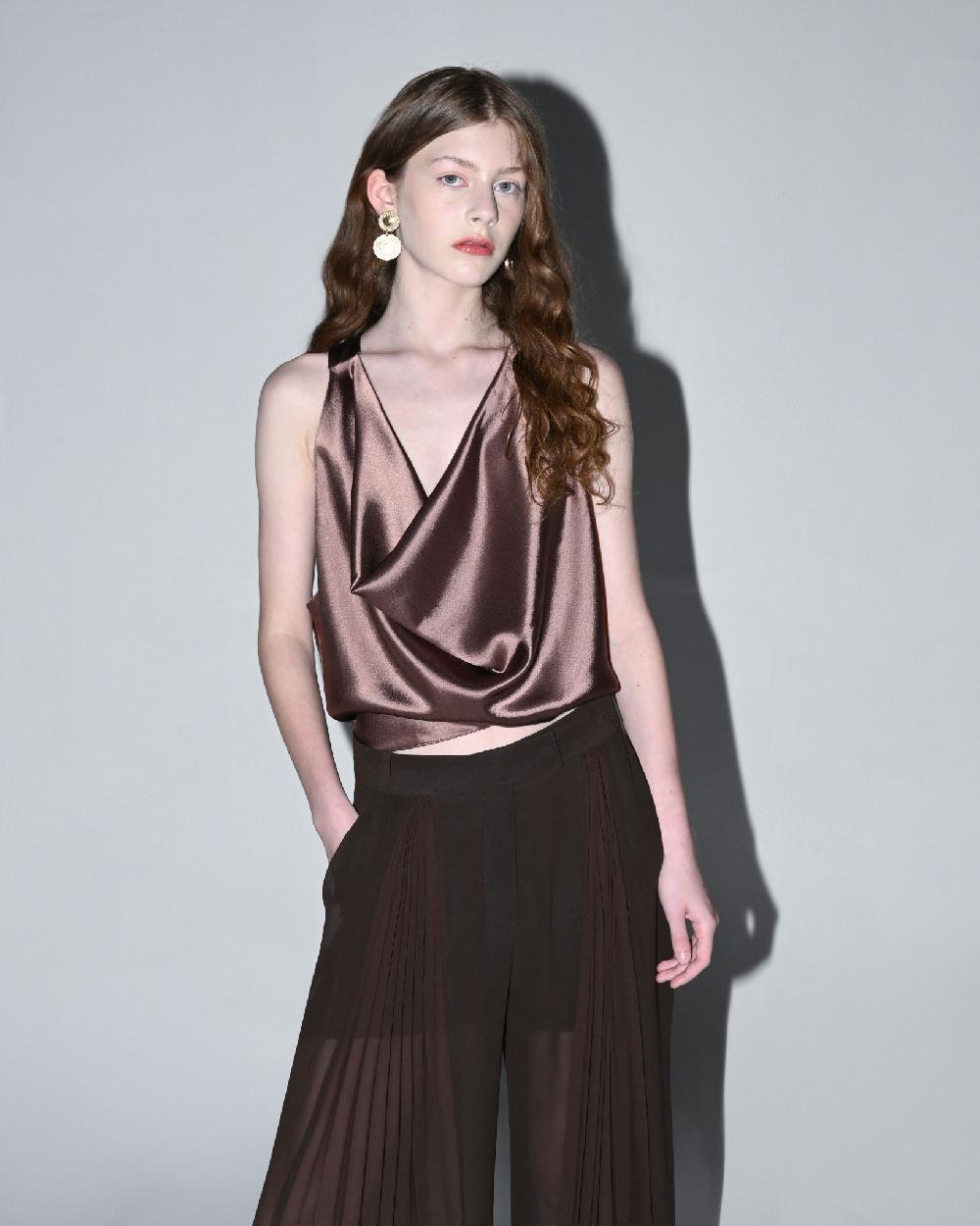 Dalood Brown Satin Top