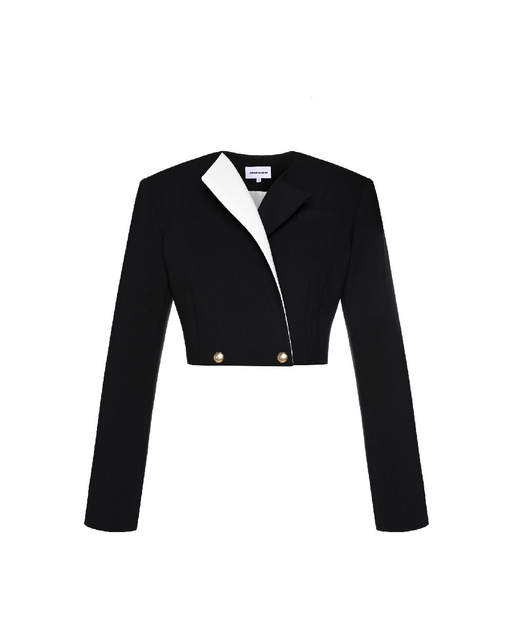 dalood Cropped Black and White Blazer
