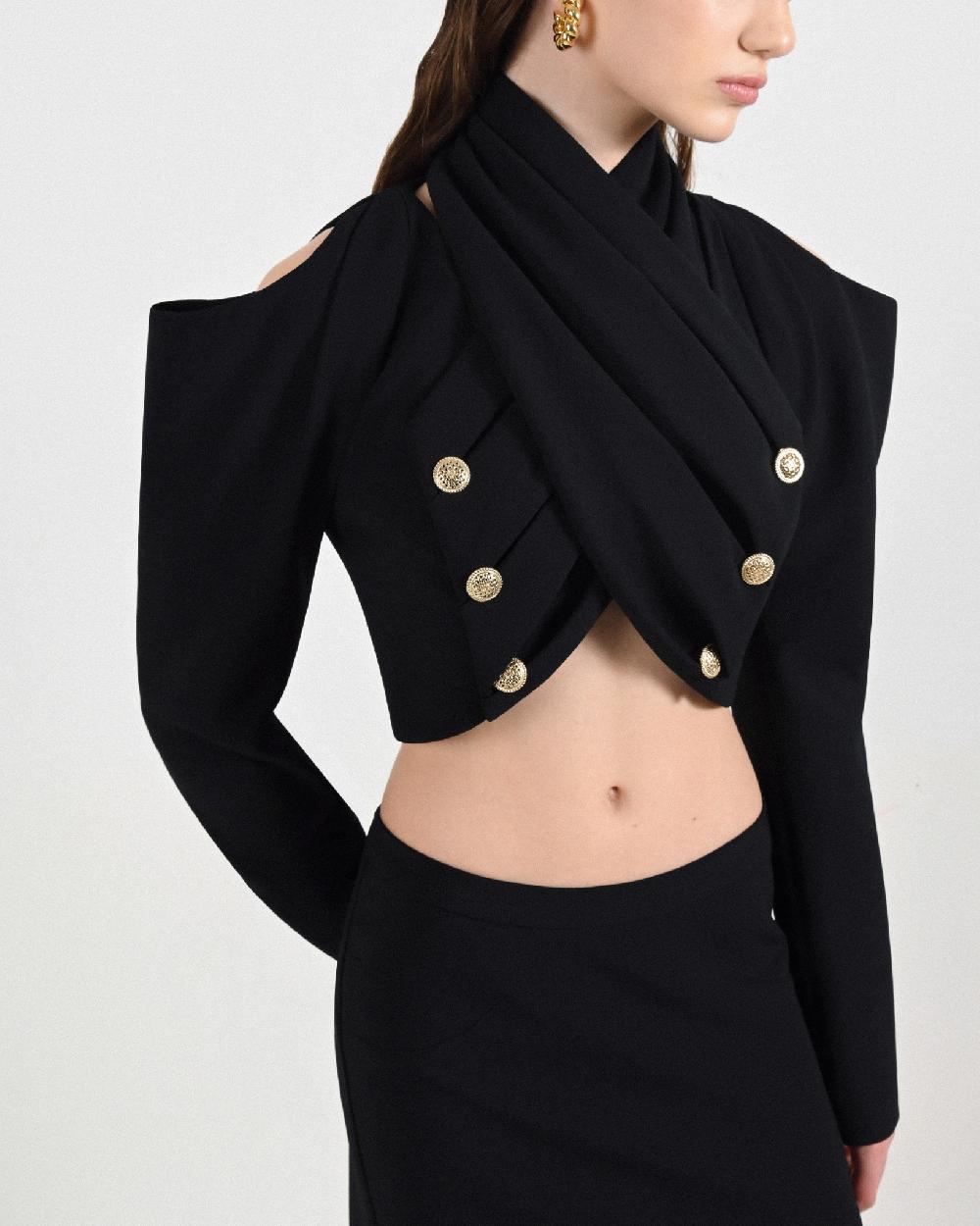 Dalood Cropped Blazer W/Golden Buttons