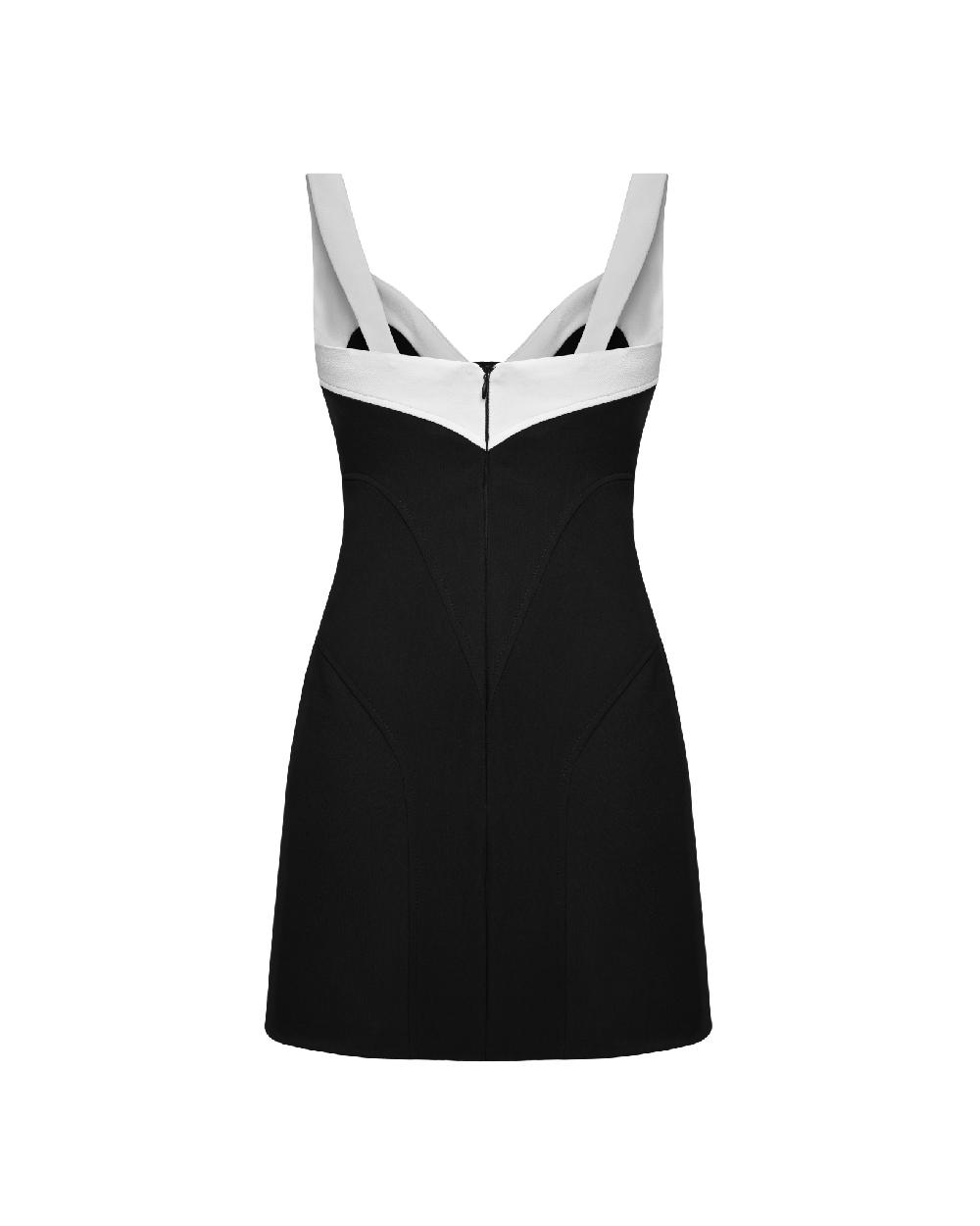 Dalood Mini Black Dress W/White Detail
