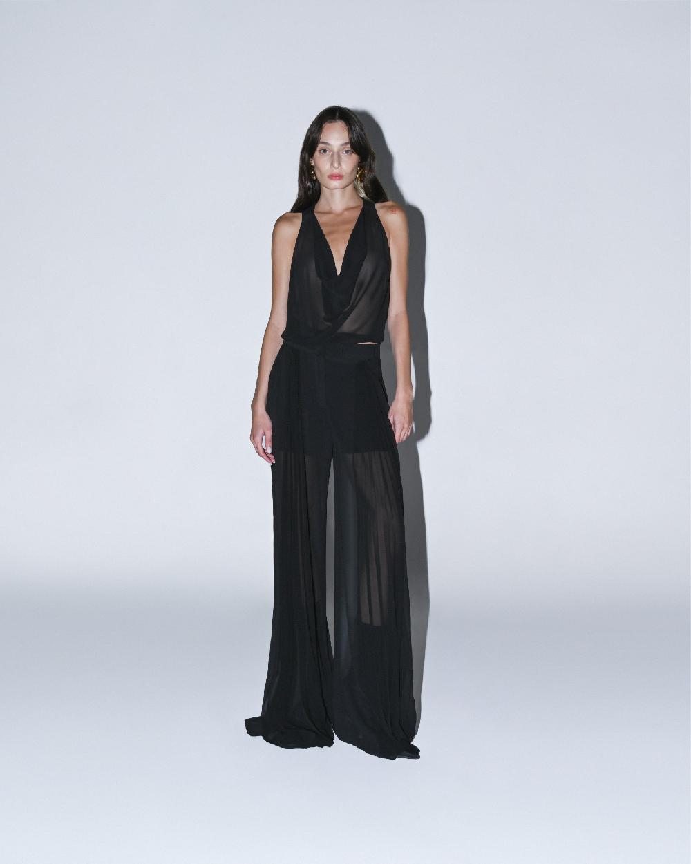 dalood Pleated Chiffon Pants