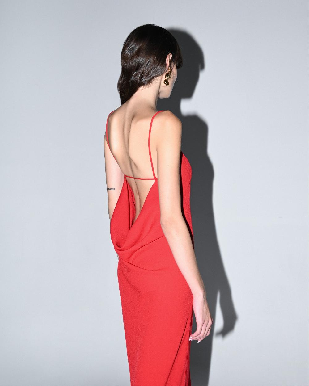 Dalood Red Maxi Dress W Open Back