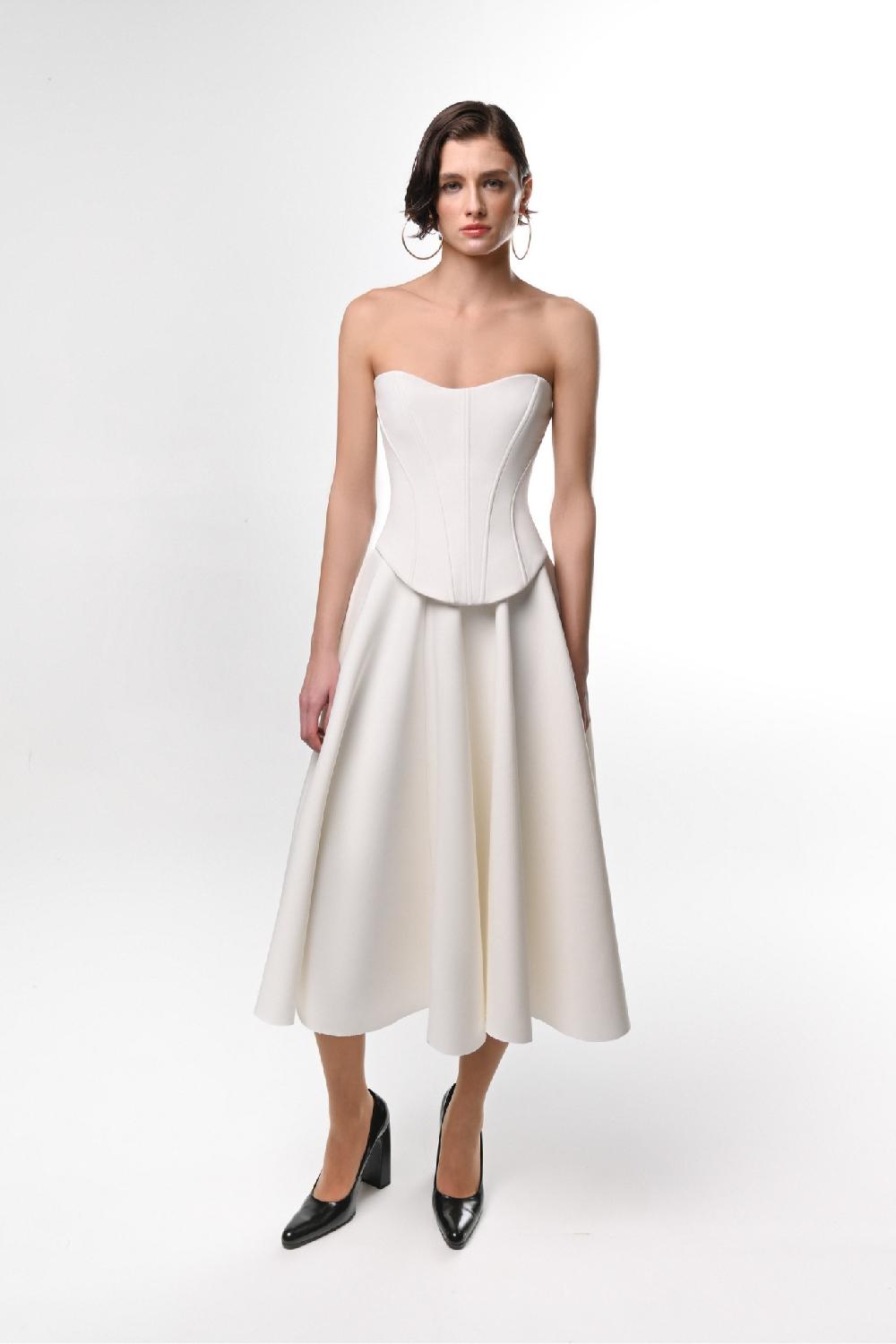 Dalood White Midi Skirt