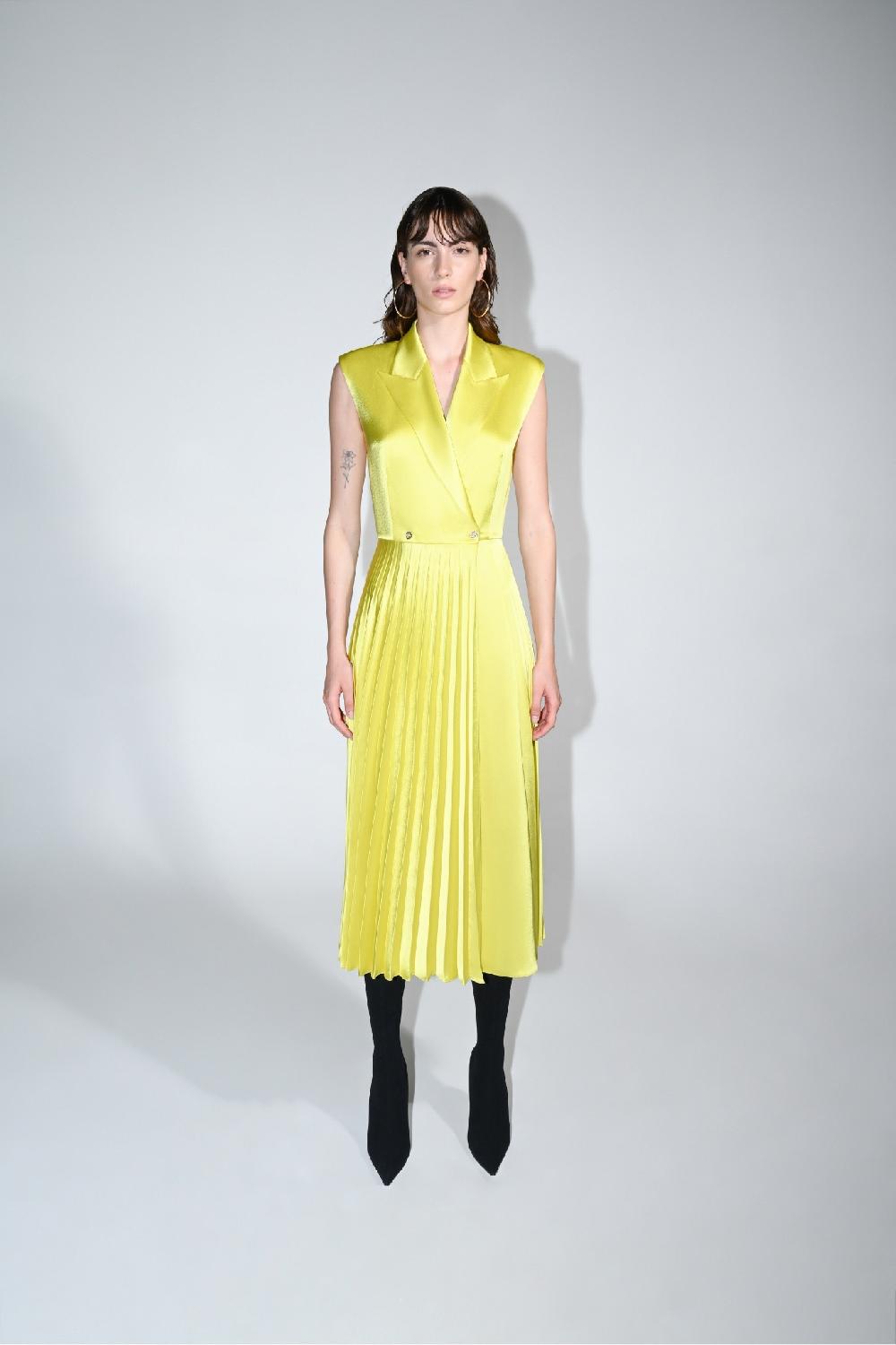Dalood Yellow Dress With Pleats