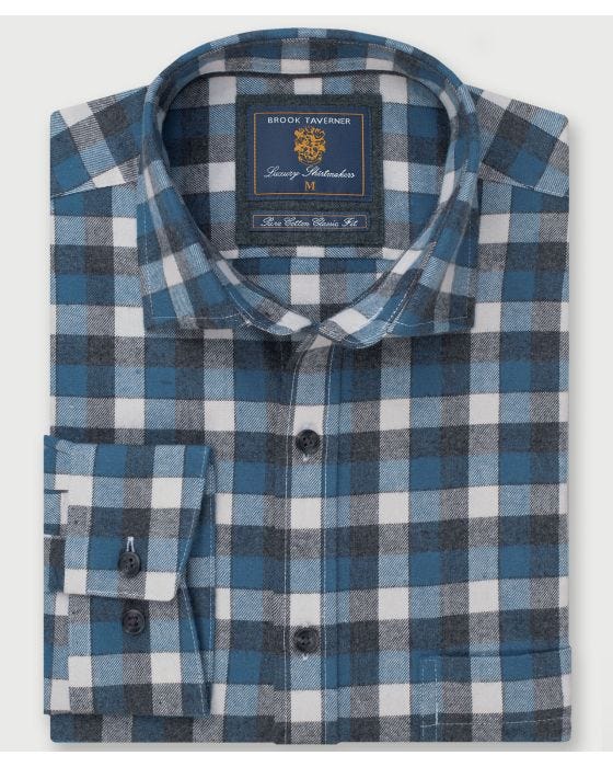 Damart Brook Taverner Melange Check Casual Long Sleeve Shirt