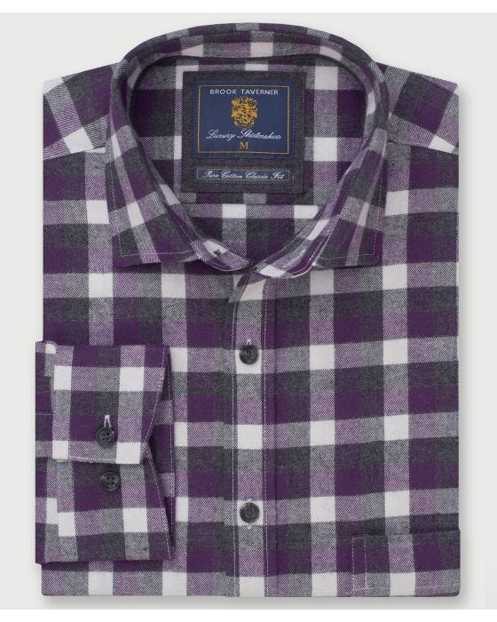damart Brook Taverner Melange Check Casual Long Sleeve Shirt