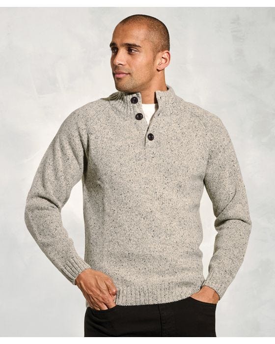 Damart Brook Taverner Nep 3gg Raglan Sleeve Button Neck