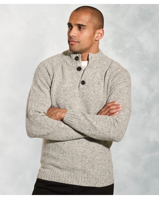 damart Brook Taverner Nep 3gg Raglan Sleeve Button Neck