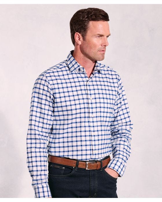 Damart Brook Taverner - Oxford Grid Check Long Sleeve Shirt