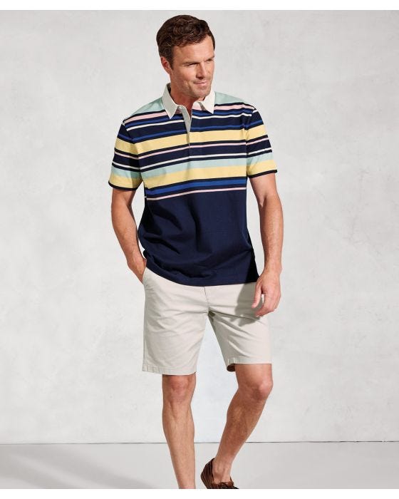 damart Brook Taverner - Walken SS Irregular Stripe Rugby Shirt