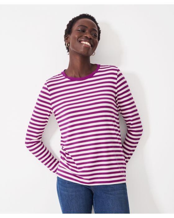 damart Crew Clothing - Modal Blend Stripe Crew Neck Top