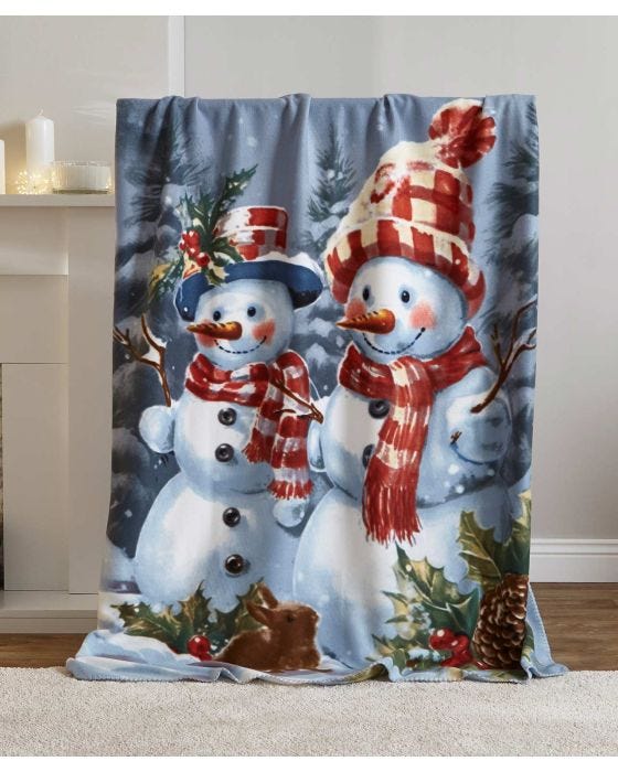 damart 2 Snowman Fleece Throws