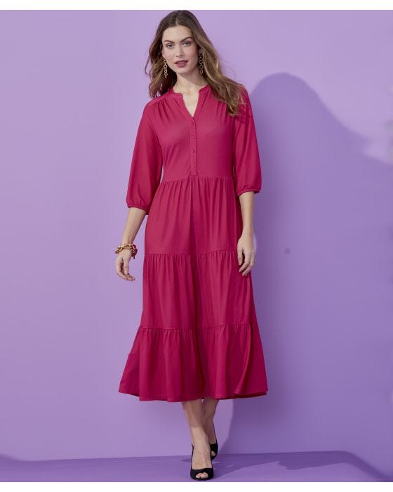 damart 3/4 Sleeved Tiered Dress