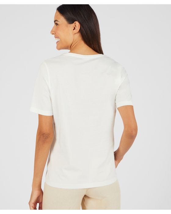 Damart Beaded Floral Print T-shirt