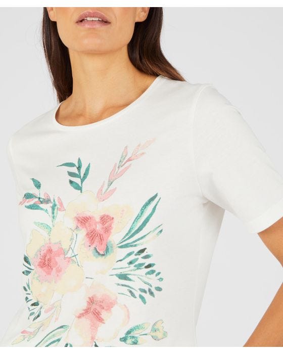 Damart Beaded Floral Print T-shirt