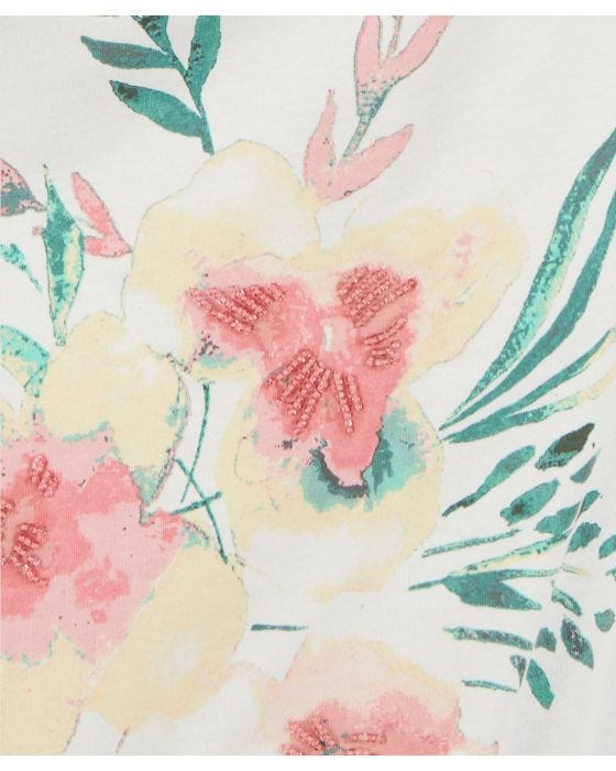 Damart Beaded Floral Print T-shirt