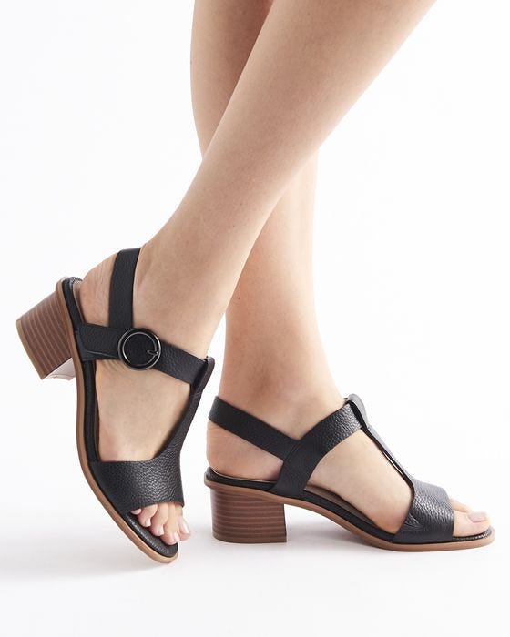 Damart Block Heeled Leather Sandal