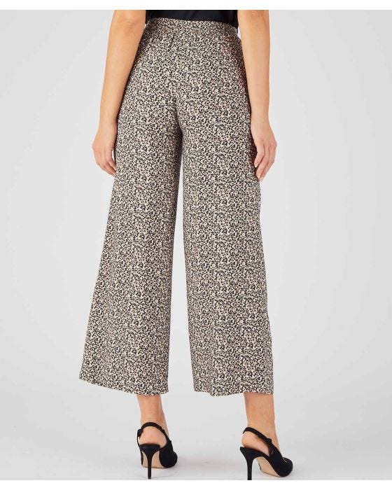 Damart Blue Dots Print Wide-leg Trousers
