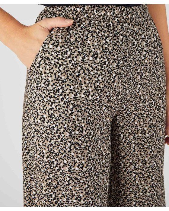 Damart Blue Dots Print Wide-leg Trousers
