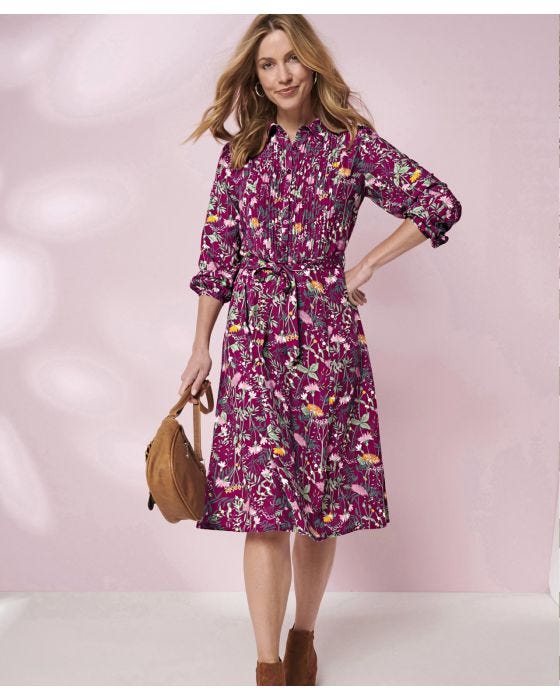 damart Blue Floral Print Dress