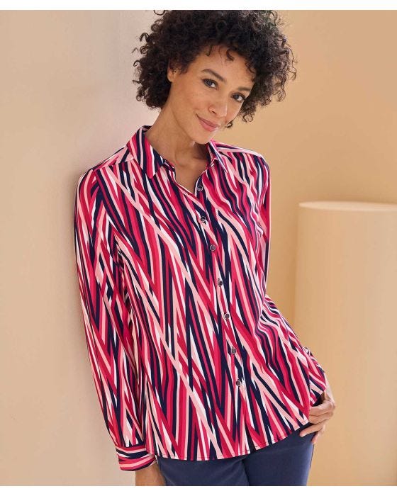 damart Bold Print Long Sleeved Blouse