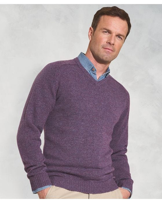 damart Brook Taverner Lambswool V Neck 7gg